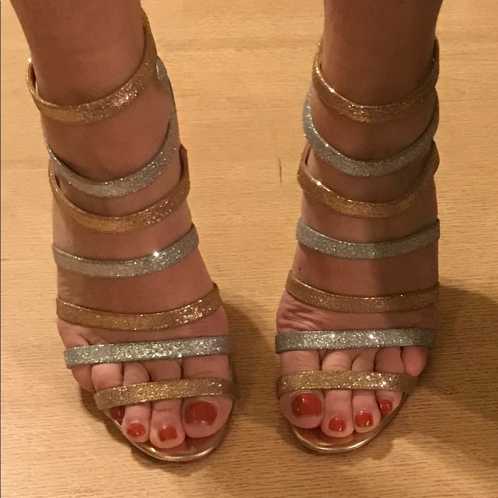 Christian Louboutin metallic strappy sandals